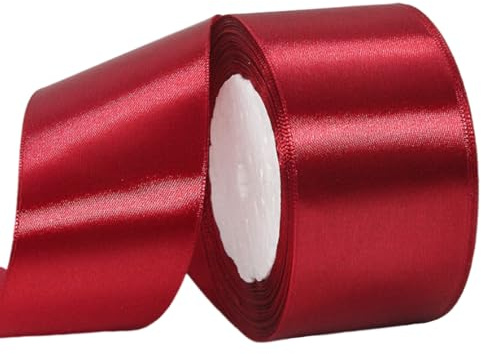 Satinband Weinrot 50mm Breit Geschenkband Satin,22m Satinbänder Weinrot Dick Schleifenband Dekoband Seidenband Geschenkverpackung Stoffband Geschenkbänder für Dekorieren Basteln Kleid Hochzeit