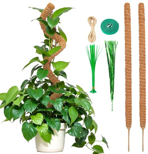 cotaour 2Pcs Moss Pole for Monstera Plant, 100CM/40 Inches Bendable Coco Coir Poles for Indoor & Outdoor Use, Long Plant Support Pole for Climbing Plants Growth