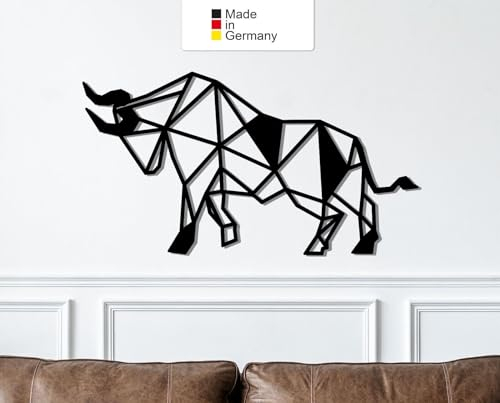 Geometrischer Stier, Metall Wanddeko, Wanddeko Aus Metall, Wandbild aus Metall (Größe: 40 x 22 cm)