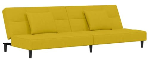 vidaXL Schlafsofa 2-Sitzer mit 2 Kissen Gelb Samt