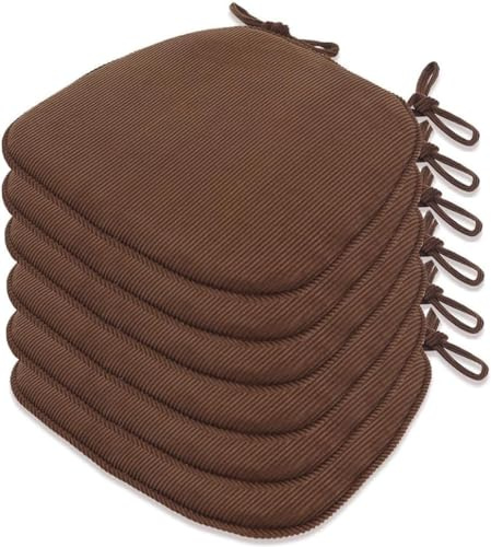AQIGR Sitzkissen Halbrund Waschbares Stuhlkissen mit Bindeband 43x41x35cmcm Rutschfestes Sitzpolster für Gartenstuhl, Esszimmerstuhl oder Bürostuhl (Color : #9, Size : 6PCS 43x41x35cm)