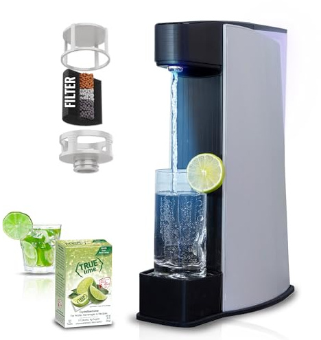 Sparkling Water Maker Machine - Home Soda Stream Machine, Screw-In CO2 Carbonator, Countertop Water Mineralizer, Seltzer Soda Maker Machine Dispenser - CO2 Cylinder Not Included - Aluminum