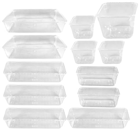 ABOOFAN 13pcs Plastic Storage Bins Stackable Organiser Box for Desk Office Dresser Kitchen