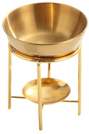 Colcolo Metal Essential Oil Burner Diffuser Essential Oil Warmer Melt Large Capacity Gold Detachable Oil Burner Scented Melt Burner Tealight Candle Holder for SPA Holiday Home Decoration Valentine