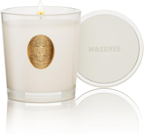 M&SENSE Candela Profumata 260g Vanilla, 55H Dura, Cera di Soia Non Tossiche Candele, Vetro Autunnali Decor Casa, Regalo di Lusso per Donne/Compleanni/Natale