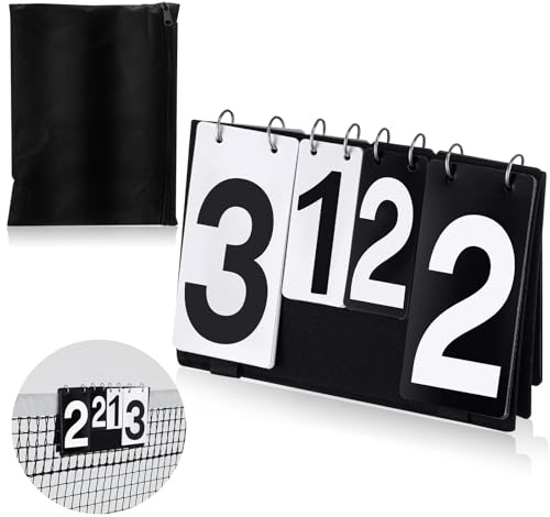 Sonwyoung 1 Pack Over Net Tennis Score Keeper Flip Scoreboards Portable for Volleyball Basketball Coaching Tennis Outdoor (Large Numbers 0-7,Small Numbers 0-5,Black)