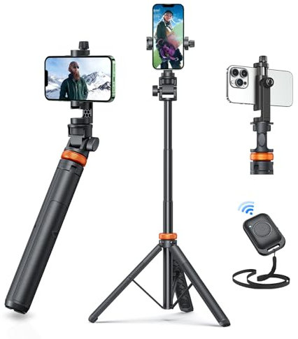 Vimose Newest 62 Phone Tripod, Tripod for iPhone & Selfie Stick with Remote, Extendable Stand for Travel, Solidest Cell Phone Stand Compatible with iPhone/Android