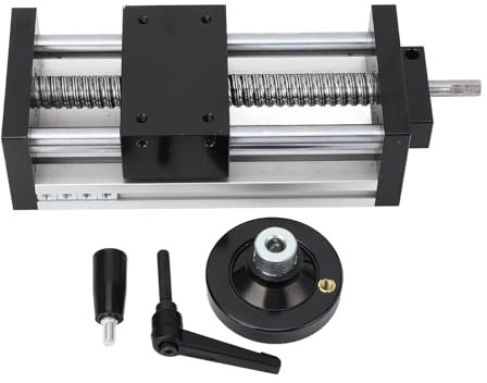 100mm Lineartisch Aktuator, Doppelachsen Linearbewegungsschienen Schlitten mit Handrad, 10mm Reservierter Schutz Handschlitten Lineartisch für DIY CNC Fräser Graviermaschine