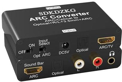 SDKDZKG Convertitore DAC da 192 KHz, HDMI ARC, adattatore per estrattore audio HDMI/digitale Toslink SPDIF a analogico ottico Toslink SPDIF, ARC, L/R o jack audio stereo da 3,5 mm, per amplificatore