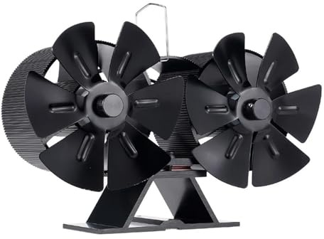 Burner Fan,Stove Fans Log Burners,Log Burner Fan, 12 Blades Heat Powered Stove Fan Double Headed Fireplace Fan Heater Log Wood Burner Eco Quiet Fan Efficient Heat Distribution(With Thermometer)