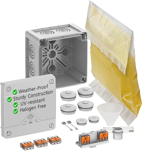 ELS Abox Pro XT SLK-4² - IP68 Waterproof Junction Box with Cast Resin & Cable Connectors Accessories - Floor-Fixed & Screwless Terminals - Rated 450V for Industrial & Outdoor