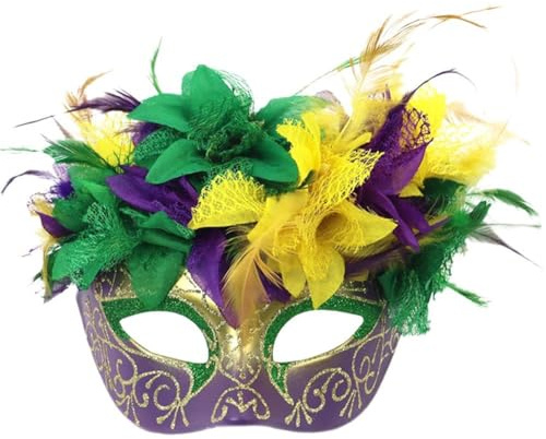 Haowul Masque De Mascarade en Plumes, Demi-Masque De Carnaval Brésilien, Masque De Fleur De Plumes De Festival, Masque De Spectacle De Fête