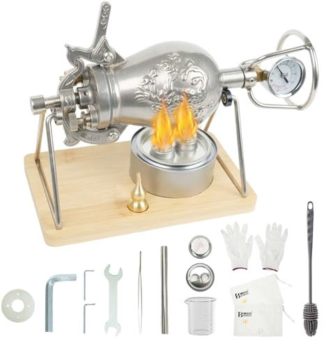 350ml Chinese Popcorn Maker, Chinese Popcorn Cannon Machine, High Pressure Popcorn Popper, Popcorn Machine for Family Party Fun, Upgraded Bamboo Base and Bracket(with Gift Box&2 Bags)