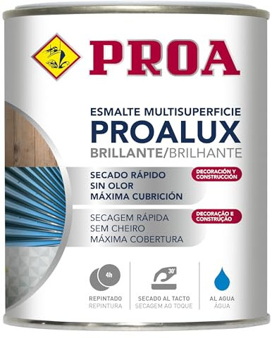 PROA PROALUX Esmalte al agua Multiadherente. Gris Antracita RAL 7016. 750 ML. Multisuperficie. Brillante