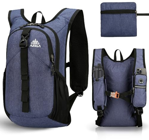 wokdsbl Faltbarer Rucksack Dunkelblau Ultraleicht 15L Wasserdichter Trekkingrucksack Wanderrucksack Tagesrucksack für Reisen Outdoor Sport Camping Urlaub