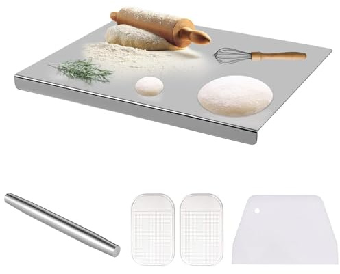 304 Planches À Découper, Extra Large Tranchoir en Acier Inoxydable, Conseil De Cuisson, Planche À Découper Lourde for La Cuisine, Pâtisserie Conseil for La Viande, Légumes,40x50cm/15.7Lx19.7W