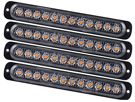 GVGMTAEAVZ 4pcs Emergency Strobe LED Light Light Avvertenza Segnatore lampeggiante Amber PORTATO Light Bar Police Flash Buono 12 / 24V Light for autoveicoli for auto Luci di segnalazione per auto(Blue