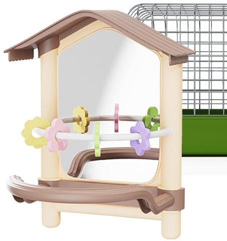 DzpKrka Vogelspielzeug Für Nymphensittiche | Spielzeug Mit Spiegel Für Vögel | Haustierbedarf Für Knabberspielzeug Drinnen Und Draußen Garten Terrasse Balkon Fensterbereich