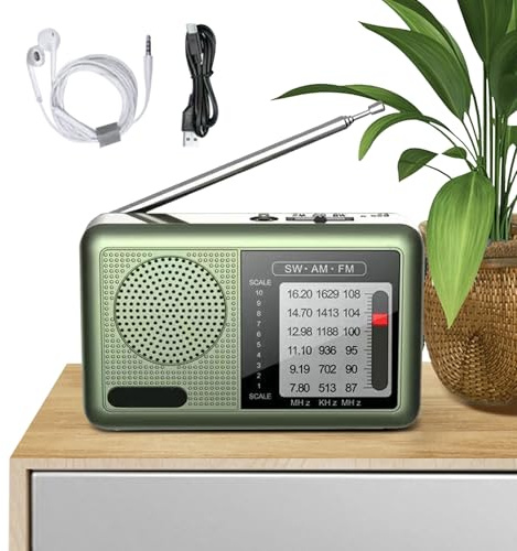 Nudorpn Radio AM FM,Poste Radio Mondial avec Écouteurs - Récepteur Shortwave Rechargeable Toutes Ondes pour Voyage Maison Camping et Usage Nomade Seniors
