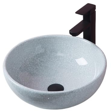 lavabo da bagno Lavabo da appoggio in ceramica di piccole dimensioni, creativo e colorato, con smalto craquelé, for il bagno per guardaroba(Bianco)