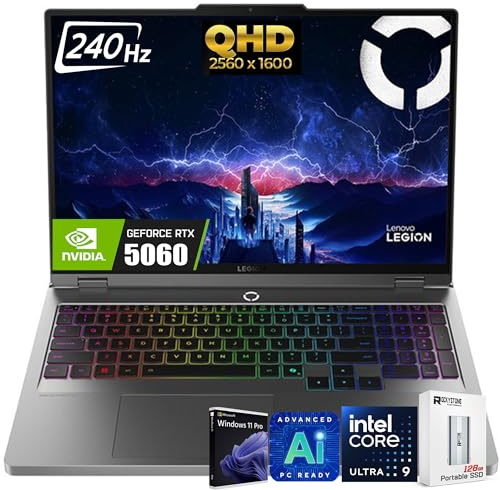 Lenovo Legion 5i 16 AI Gaming Laptop, 16 240Hz WQXGA(2560x1600) IPS 500nits, Intel 24-Core Ultra 9 275HX, NVIDIA GeForce RTX 5060 8GB GDDR7, RGB Backlit, WiFi 7, Win11 PRO, W/128GB PSD(64GB|2TB SSD)