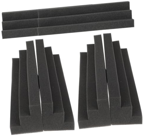 Cabilock 6 Stück Akustik Schaumstoffplatten Schwarz 6stücke Trapezförmige Bassfallen Schallschutzpaneele für Heimkino und Proberäume zur Geräuschdämmung