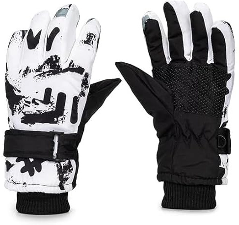 NociHah Kids-Waterproof-Ski-Snowboard-Gloves Abstract Print-Winter Warm Touchscreen-Gloves for Boys Girls for Outdoor-Sports Skiing