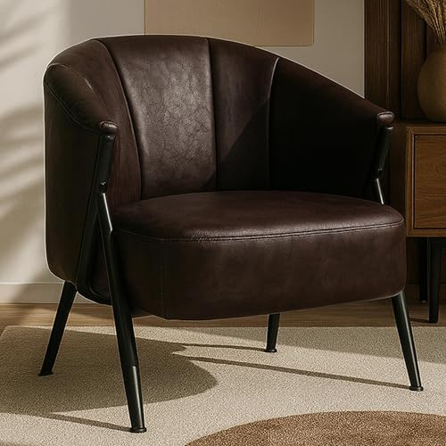 Mendler Sessel HWC-P30 Metall - Dunkelbraun | Polster-/Cocktail-/Clubsessel, Lounge, Chair, Vintage, Retro, Industrial, Kunstleder
