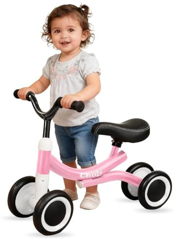 Baby Balance Bike 1 Year Old, Sturdy Toddler Bike for Kids Boys Girls, Easy Assemble Balance Bike for 1+ Years, Baby Bike for Indoor & Outdoor Play (Cute Pink)