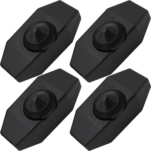 HAAMNING7 LED Strip Lights Dimmer Switch, Drehschalter für 1-60 Watt stufenlos dimmbar/Dimmbar 220V LED Lampen (4 Pack, Schwarz)