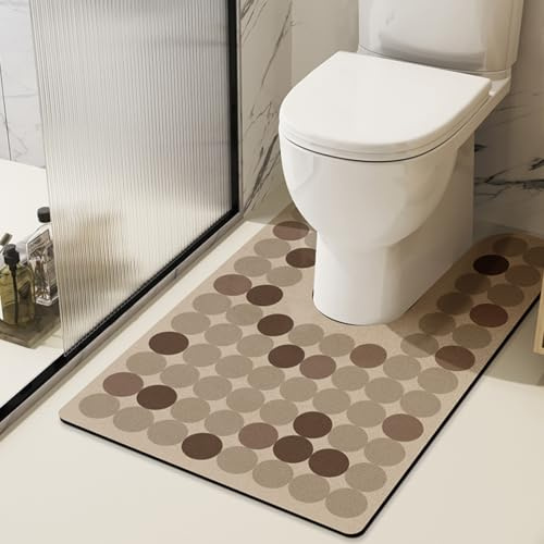 Treer Alfombrillas de Baño Antideslizantes, Diatomita Alfombra WC en Forma de U Secado Rapido, Suave y Absorbente, Lavable para Pedestal de Inodoro (Marrón,55x60cm)