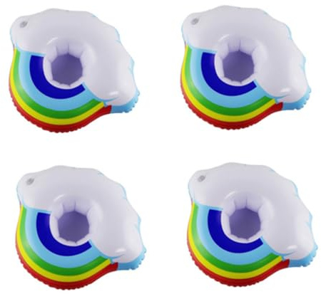 Mikinona Portavasos Inflable para Piscina 4 Piezas PVC Flotador para Bebidas Colores Arcoíris Soporte para Fiestas Acuáticas y Juegos al Aire Libre Reutilizable