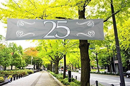 Striscione argentato 25 anni - 180 x 40 cm