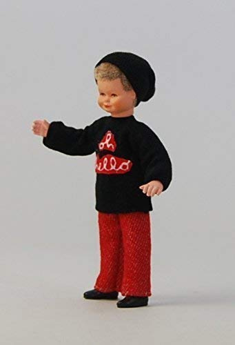 Caco 03004100 Puppe Junge rote Hose Pullover Benay 1:12 für Puppenhaus