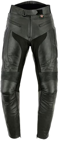 Texpeed motorradhose leder herren mit protektoren - Schwarz Vollnarbiges Lederhose echtleder mit rüstung (EN 1621-1) Biker gepanzerte