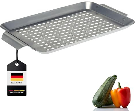 bremermann Grillplatte 32 x 1,5 x 18,5 cm Edelstahl Grillkorb Grillpfanne (1)