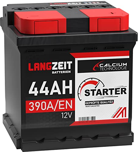 LANGZEIT Autobatterie 44Ah 12V 390A/EN ersetzt Batterie 36Ah 38Ah 40Ah 42Ah
