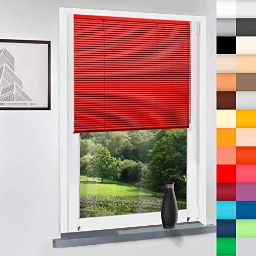 Aluminium Jalousie nach Maß, Endloskette, Kette, Monocomando, Maßanfertigung, für Fenster und Türen, Alu, Fenster, Klemmfix ohne Bohren (Rot, Höhe: 180cm x Breite: 180cm)
