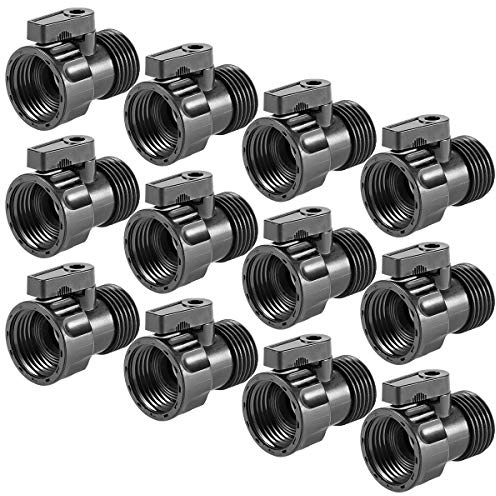 Cosweet 12 Pack 3/4'' Plastic Garden Hose Shut Off Valve- Standard Water Shutoff Valve Shut-Off Ball Valve Thread Connector Coupling for Telescopic Water Pipe Water Gun Valve Control