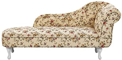 Beliani Retro Chaiselongue beige bunt rechtsseitig Blumenmotiv Polyester Nimes