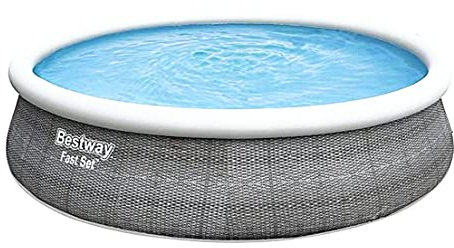 Bestway BW57372GB-21 Fast Set Swimming Pool, 15' x 42 Rattan Print Design for Kids and Adults