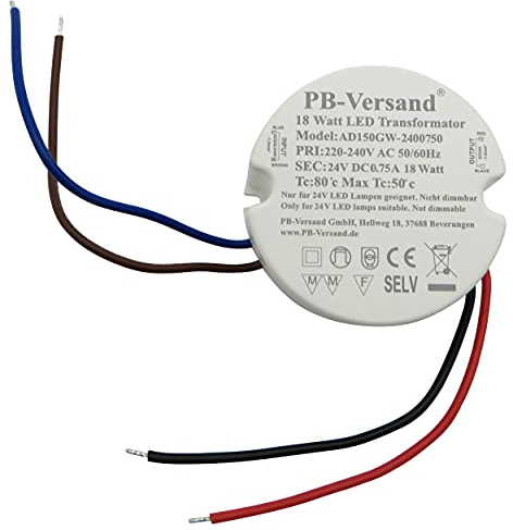 LED Trafo 18 Watt 24V DC rund kreis Leuchtmittel Transformator Netzteil Vorschaltgerät