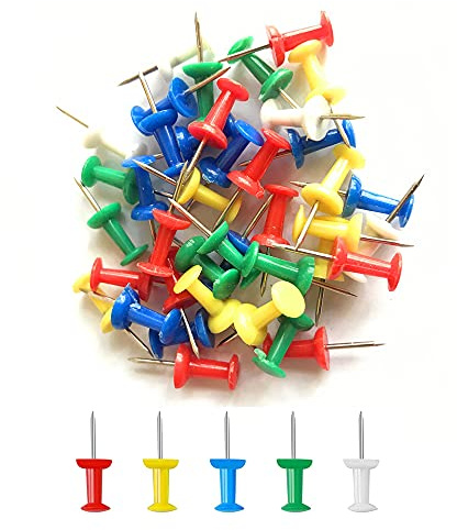WYAN 100 Pcs Reusable Mehrfarbig Reißnagel, Heftzwecken Großer Kopf, Pushpin with Plastic Head and Steel Tip, Map Drawing,Cork Notice Board Decoration Pushpin