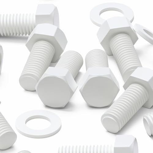 20x tornillos PP blancos de cabeza hexagonal M10 x 20 mm, tornillos, tuercas y arandelas