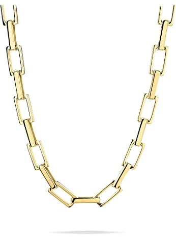 LIEBESKIND BERLIN Damenschmuck– Kette, Armband und Ohrschmuck aus cooler eckiger Linkchain aus Edelstahl– Moderner Statement Schmuck