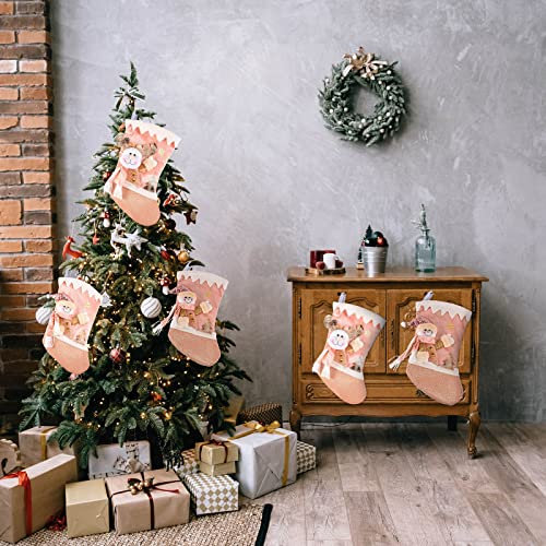 Weihnachtsstrumpf Set Personalized Weihnachtsdeko Weihnachtssocken Geschenksocken Weihnachtsschmuck Weihnachtstaschen Rosa Baumschmuck Weihnachten Weihnachtsstrümpfe Nikolausstrumpf (B, One Size)