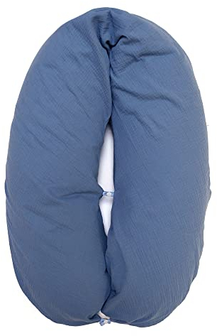 Blausberg Baby - Musselin Stillkissen-Bezug 190x38cm mit Nestbau-Funktion, z.B. für Das Stillkissen - Materialien Oek-Tex Standard Zertifiziert - Made in Germany - Kornblumen Blau