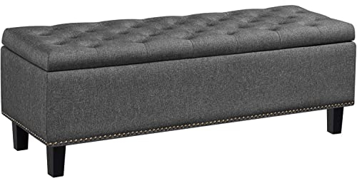 Yaheetech Polyester Ottoman with Storage Classic 125-Centimetre Entryway Footstool with Storage Coffee Table Footstool Bench Multipurpose Foot Rest Sofa Stool Dark Grey