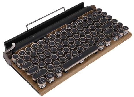 Acouto Tastiera Meccanica Retrò con Retroilluminazione LED, Tastiera da Scrivere Senza Fili per Computer Desktop e Portatili, Compatibile con iOS e Android