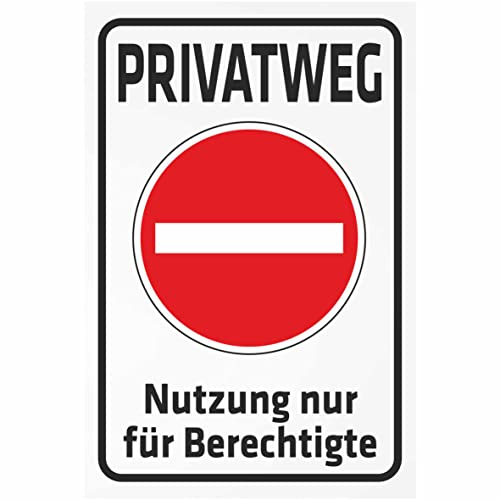 INDIGOS UG - Aluverbundplatte Schilder 3mm - Sicherheit - Privatweg - Nutzung nur für Berechtigte - 300x200 mm - Hotel, Firma, Schutz, KITA, Arzt, Praxis, Wohnung